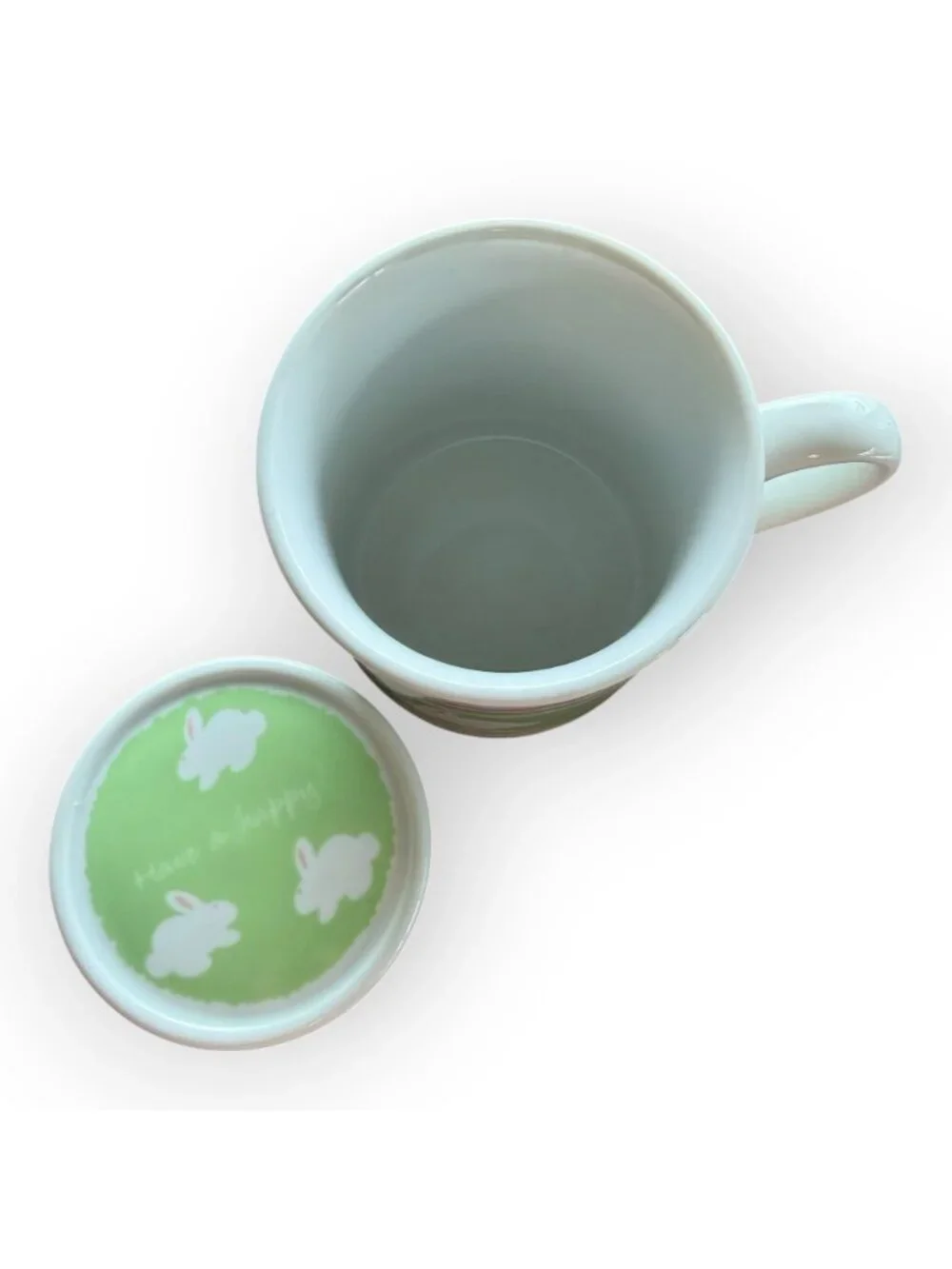 Vintage Hallmark Easter Spring Fever Pastel Bunny Mug with Lid